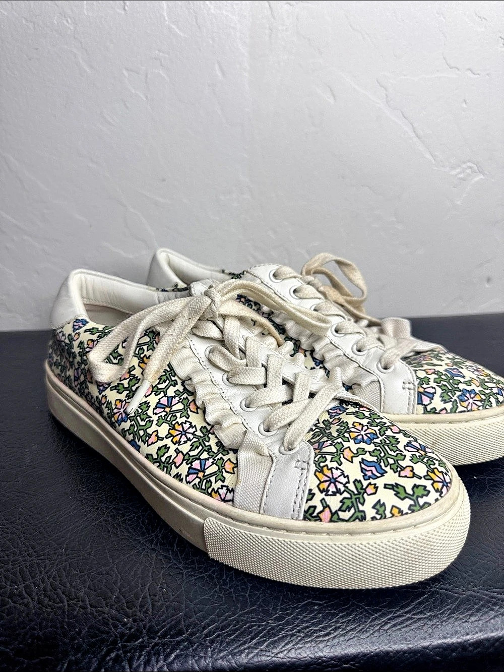 Tory Burch Sport Howell Court Ruffle Sneaker Floral White & Green AS
